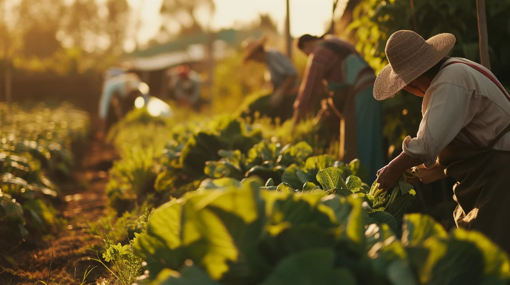 Des agriculteurs qui cultivent ensemble des aliments