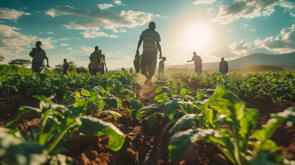 Des agriculteurs récoltent des légumes