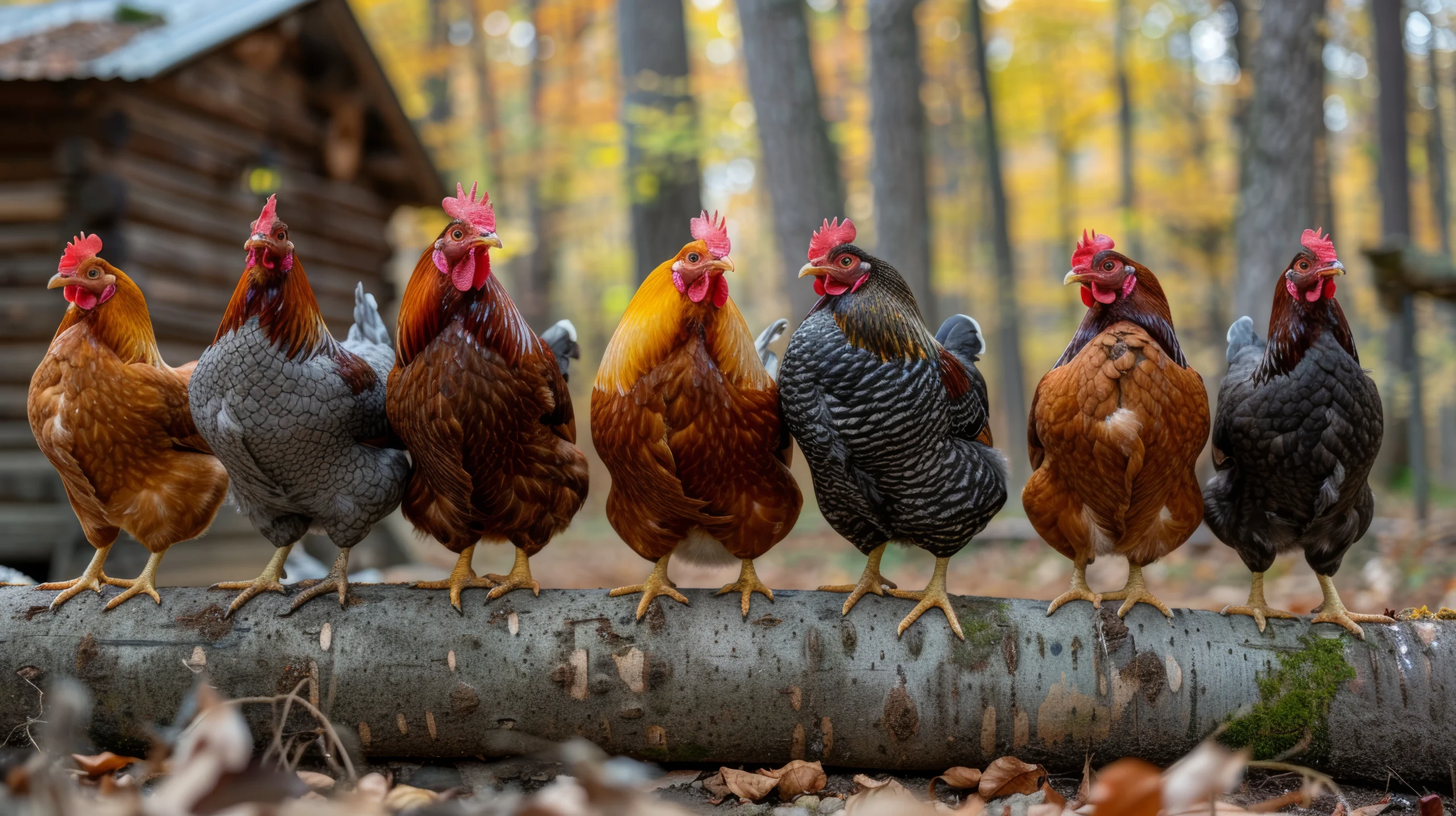 7 poules sur une branche